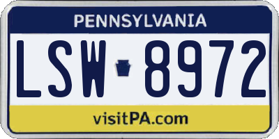 PA license plate LSW8972