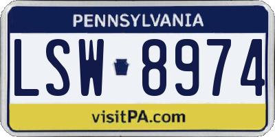 PA license plate LSW8974