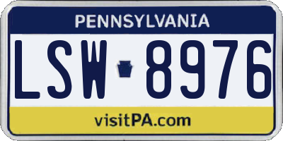 PA license plate LSW8976