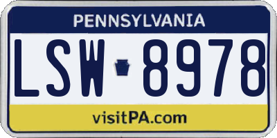PA license plate LSW8978