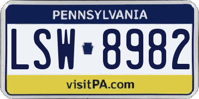 PA license plate LSW8982
