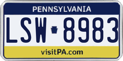 PA license plate LSW8983
