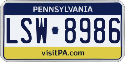 PA license plate LSW8986