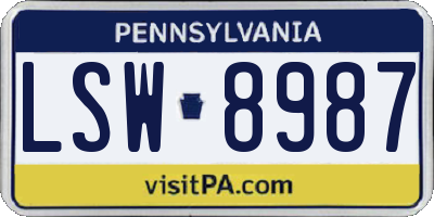 PA license plate LSW8987