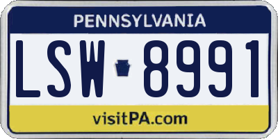 PA license plate LSW8991
