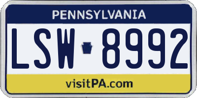 PA license plate LSW8992