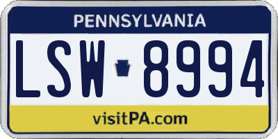 PA license plate LSW8994