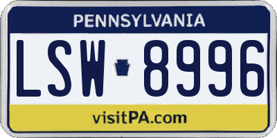 PA license plate LSW8996