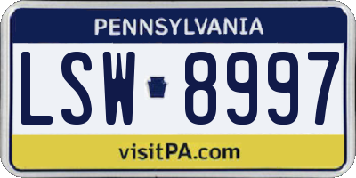 PA license plate LSW8997