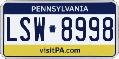 PA license plate LSW8998