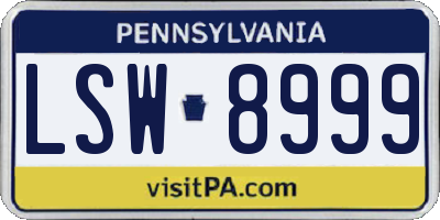 PA license plate LSW8999
