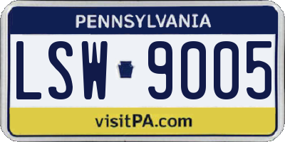 PA license plate LSW9005