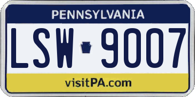 PA license plate LSW9007