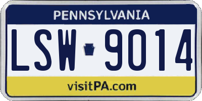 PA license plate LSW9014