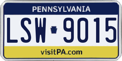 PA license plate LSW9015