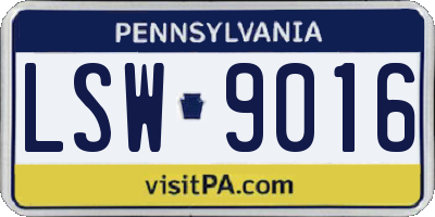PA license plate LSW9016