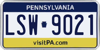 PA license plate LSW9021