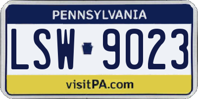 PA license plate LSW9023