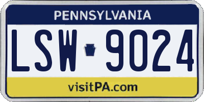 PA license plate LSW9024
