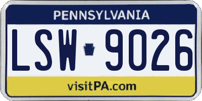 PA license plate LSW9026