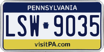 PA license plate LSW9035