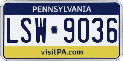 PA license plate LSW9036