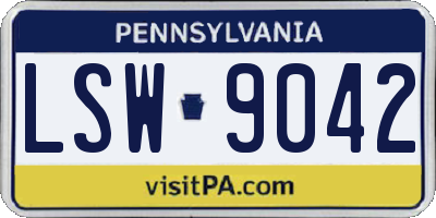 PA license plate LSW9042