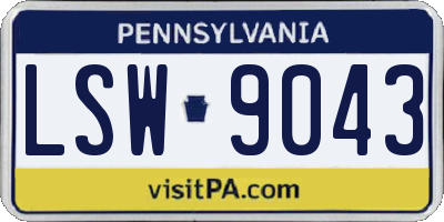 PA license plate LSW9043