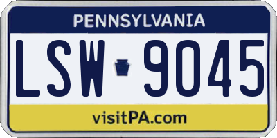 PA license plate LSW9045