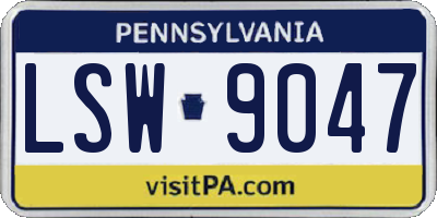 PA license plate LSW9047