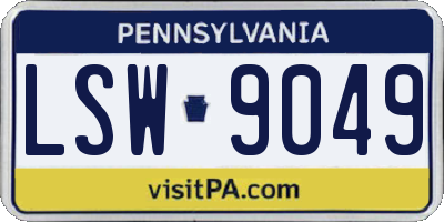 PA license plate LSW9049