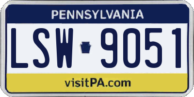 PA license plate LSW9051
