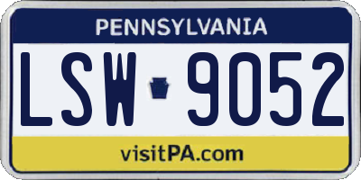 PA license plate LSW9052