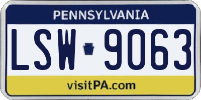 PA license plate LSW9063