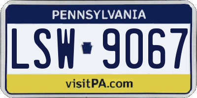 PA license plate LSW9067