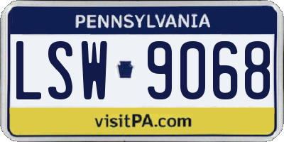 PA license plate LSW9068