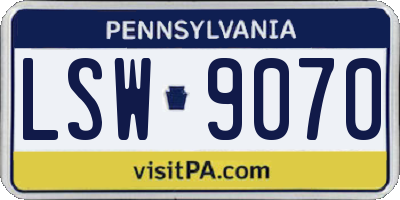 PA license plate LSW9070