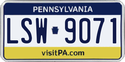 PA license plate LSW9071