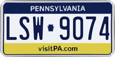 PA license plate LSW9074