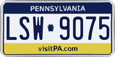 PA license plate LSW9075