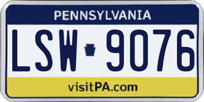 PA license plate LSW9076