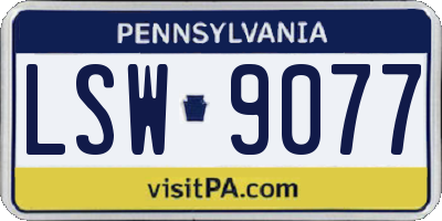 PA license plate LSW9077