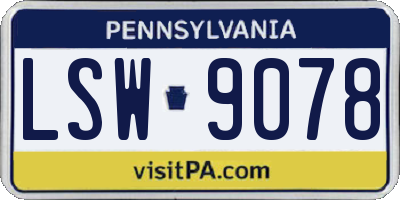 PA license plate LSW9078