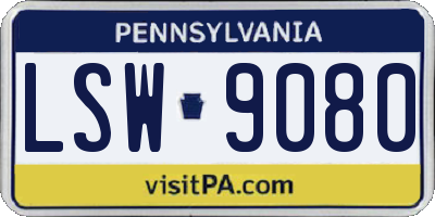 PA license plate LSW9080