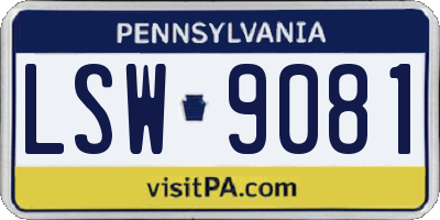 PA license plate LSW9081