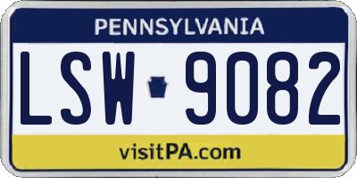 PA license plate LSW9082