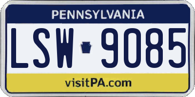 PA license plate LSW9085