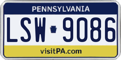 PA license plate LSW9086