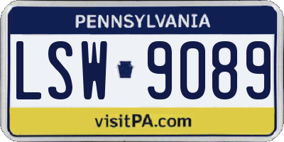 PA license plate LSW9089