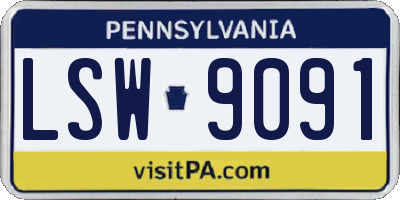PA license plate LSW9091